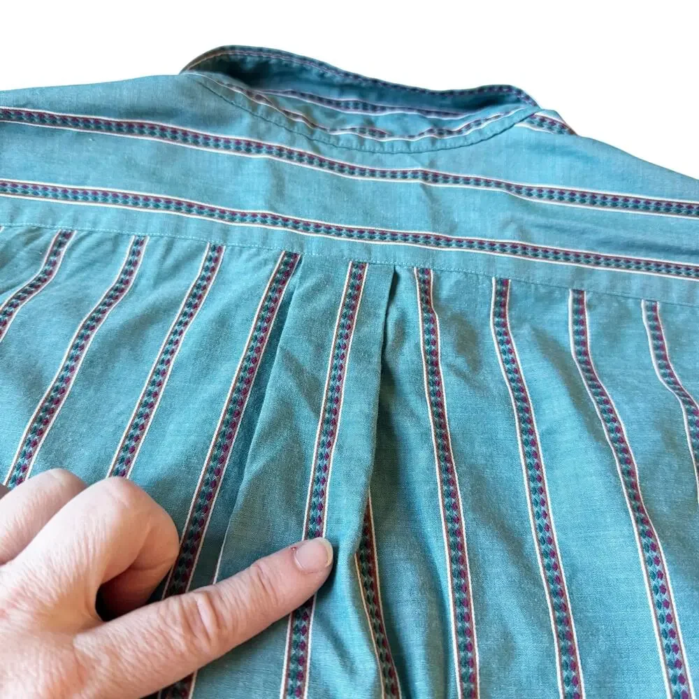 Sears Roebuck Vintage Button Down Shirt Men's 17 34/35 Blue Western Retro‎